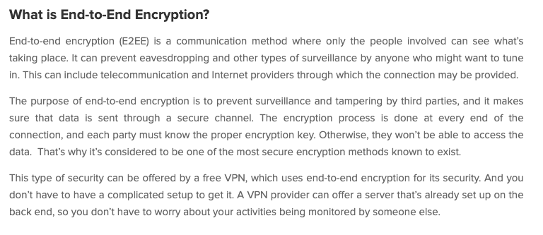 we also find other services like encryption end to end